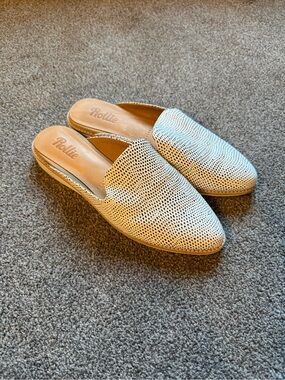 Rollie Leather Mule - White with Black Dot Pattern